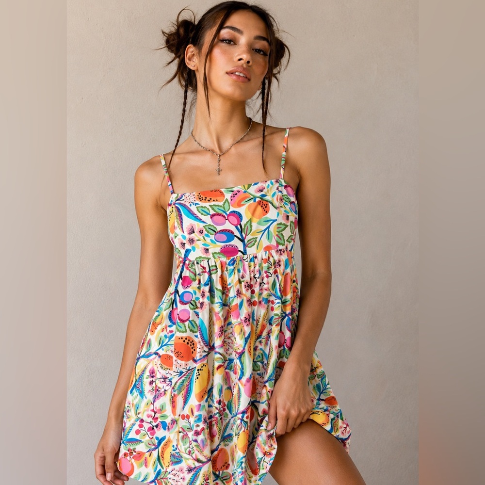 Hutch Sleeveless Bandeau Romper Women XS Tropical Fruit Botanical Resort